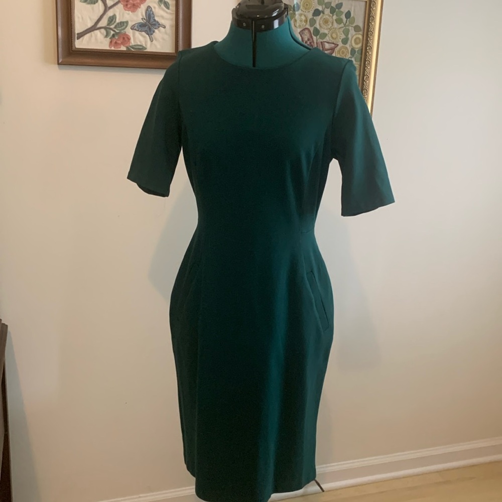 Lands End Ponte Knit Emerald Work Dress